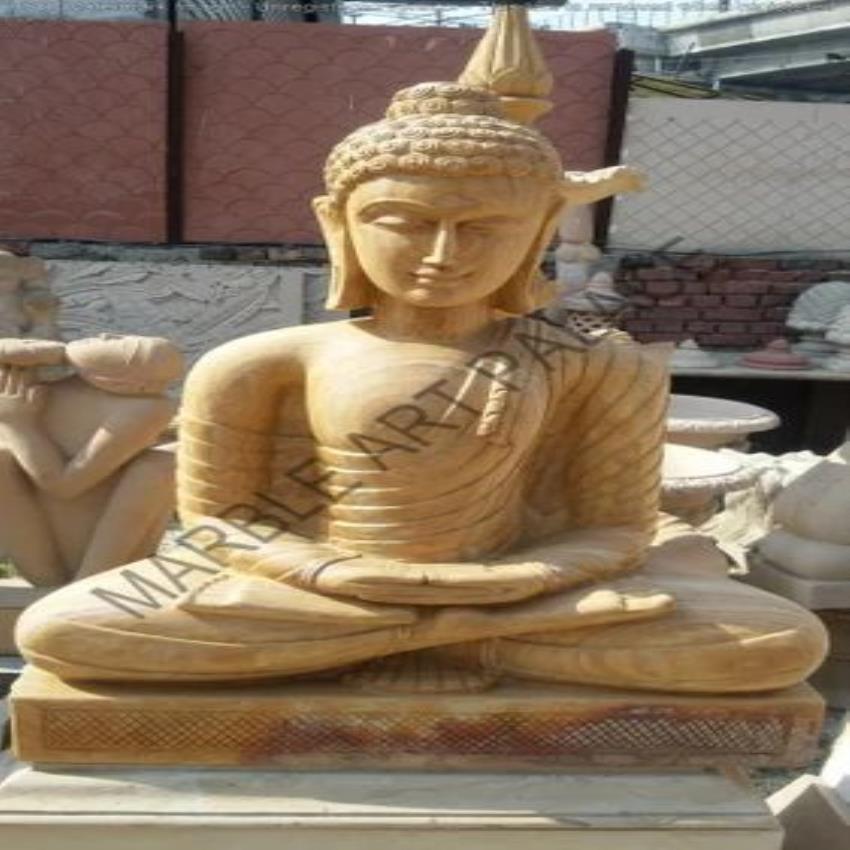 Yellow Stone Buddha Statue