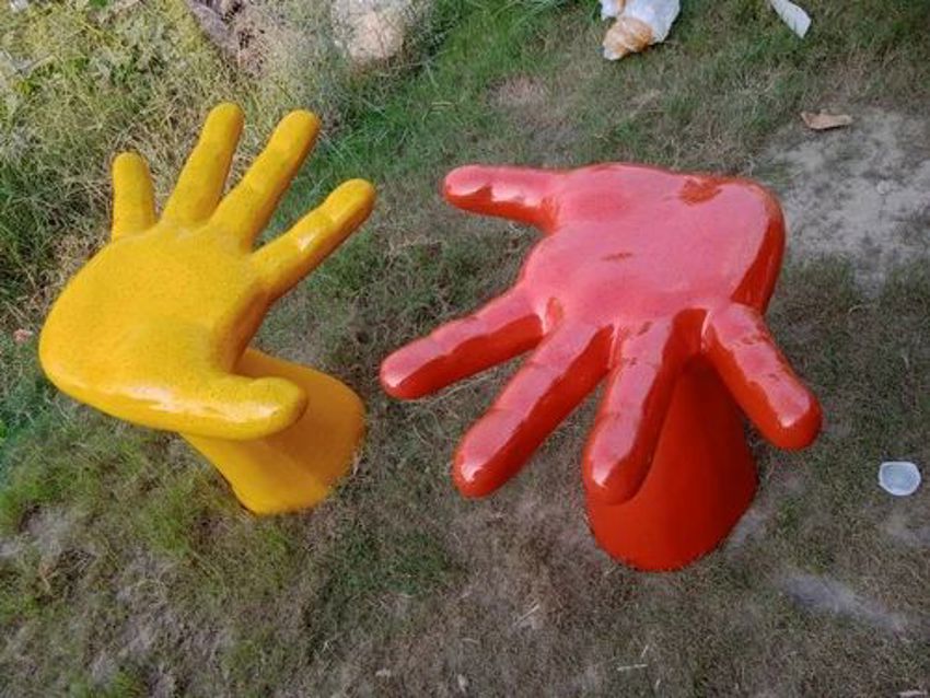 FRP Garden Hand Stool (Yellow/Red)