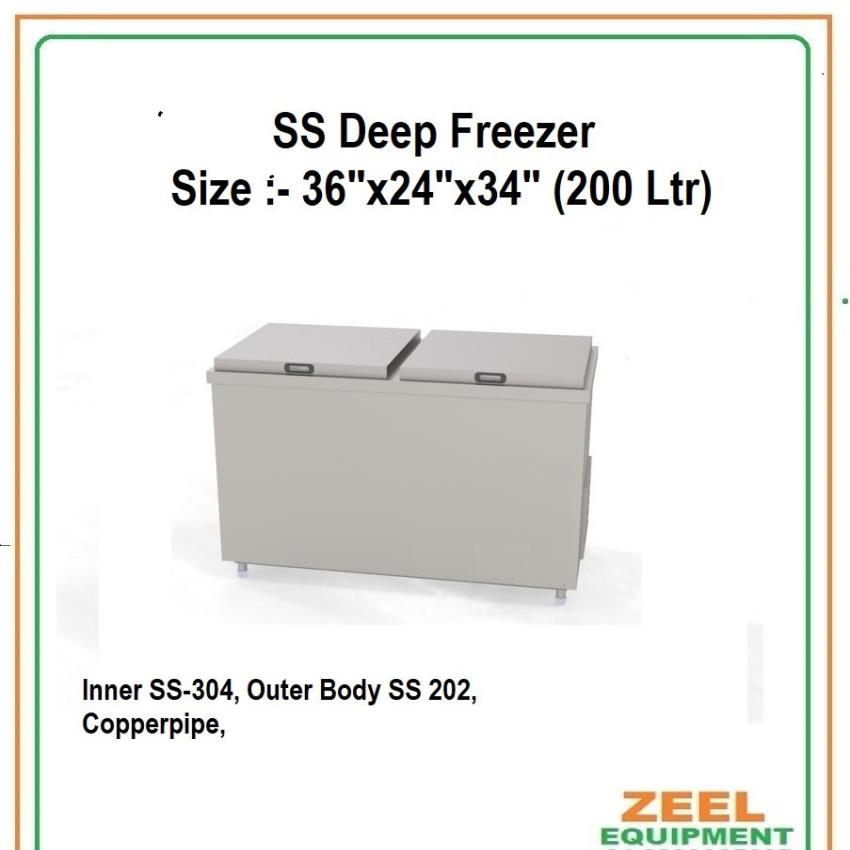 ZEEL 200L Stainless Steel Deep Freezer