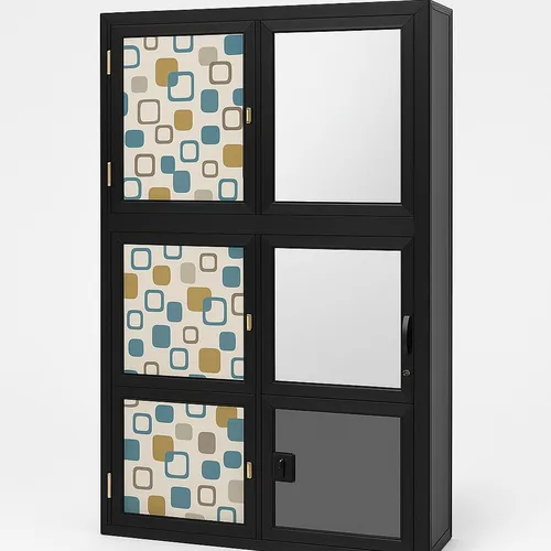 3 Door Aluminium Cabinet With Locker & Mirror