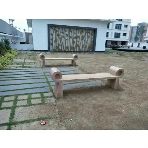 Antique Armrest Sandstone Marble Bench