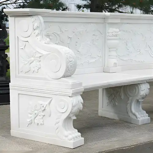 Antique White Marble Seating Bench