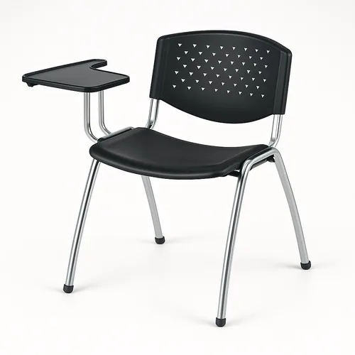 Black Leather Study Chair with Writing Pad