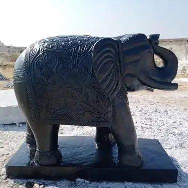 Black Marble Elephant Sculpture