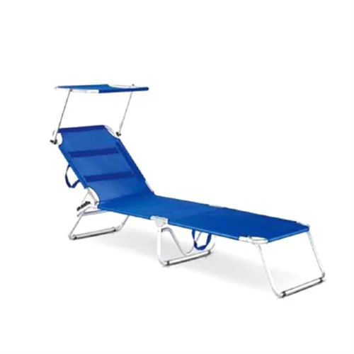 Blue PVC Beach Lounger, 1-Seater