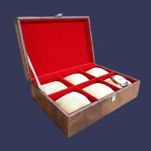 Brown 6-Piece Watch Display Box