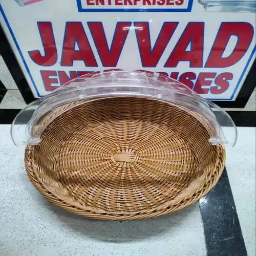 Brown Poly Rattan Round Basket