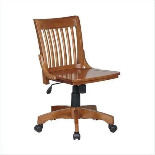 Brown Wooden Rolling Office Chair