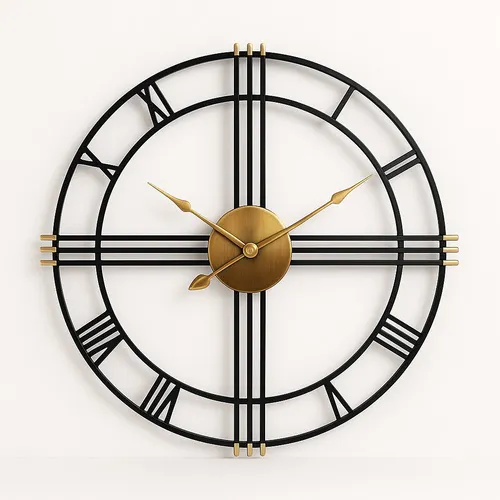 Classic Black Iron Wall Clock, 24-Inch Diameter