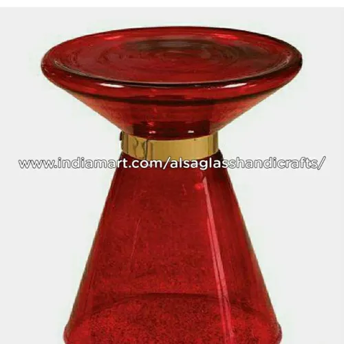 Clear Round Glass Accent Stool, Home Use, 38cm