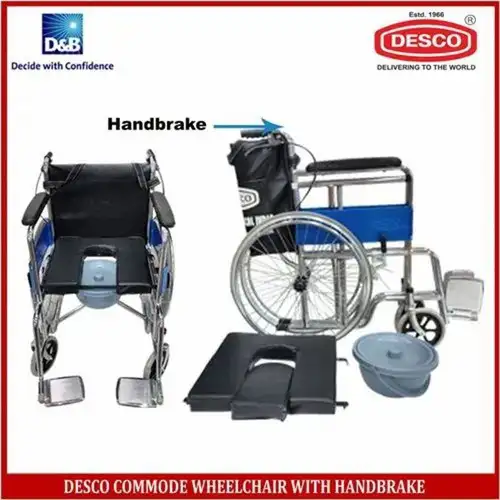 Desco Commode Wheel Machine with Handbrake