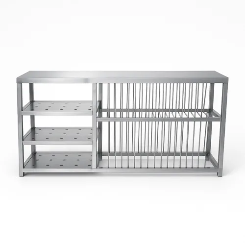 Dev Kitchens Silver SS Wall Mounted Plate Rack