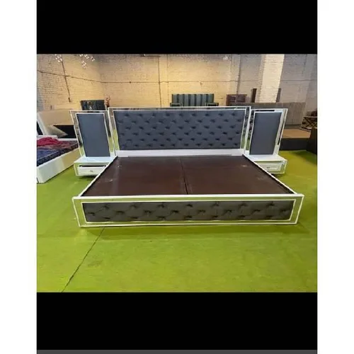 Fabric Double Bed & Side Table