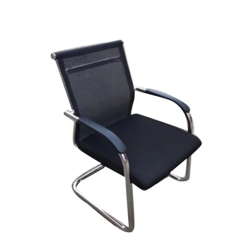 Fabric Non-Rotating Mesh Back Visitor Chair with Arms