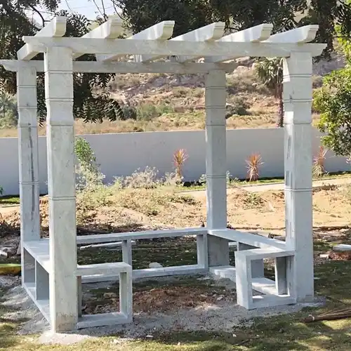 Granite Pergola Gazebo Bench