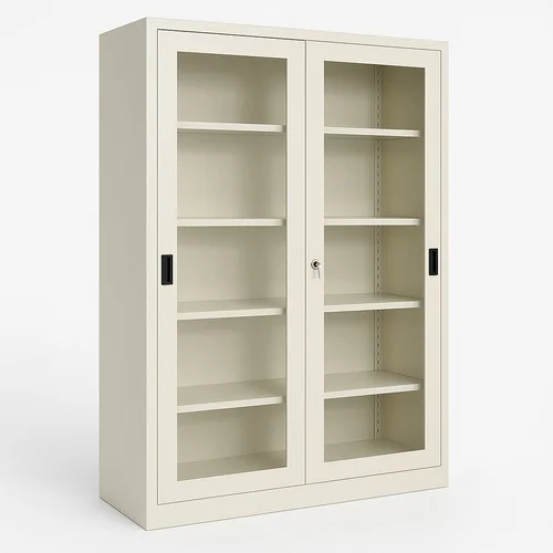 Grey Ivory Mild Steel Hinged Door Cabinet, 2 Door