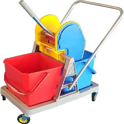 Industrial Double Bucket Wringer Trolley