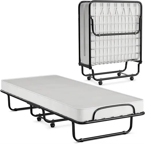Iron Portable Folding Bed with Mattress