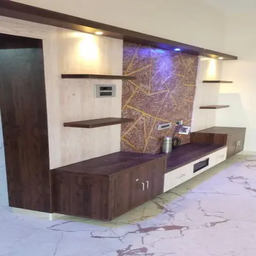 Laminate Finish Wall Mount Plywood TV Unit