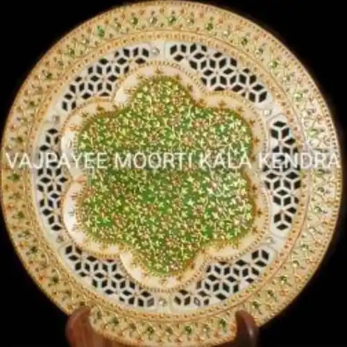 Marble Handicraft Decorative Plate, 9 Inch