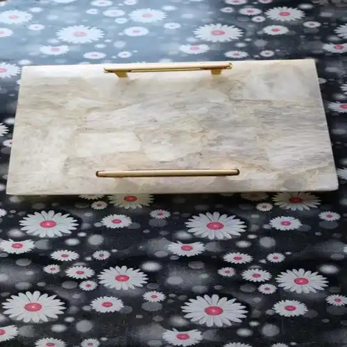 Marble Quartz Square Serving Tray, 12 inch