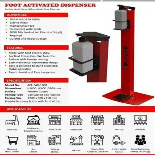 Mild Steel Automatic Foot Activated Sanitizer Dispenser