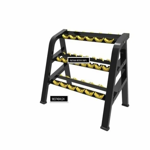 Mild Steel Gym Dumbbell Rack (Black/Yellow)