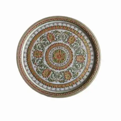 Multicolor Marble Pooja Plate