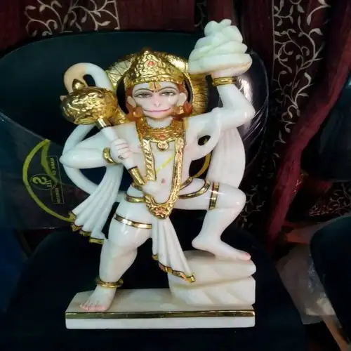 Multicolor White Marble Hanuman Statue