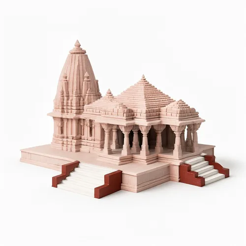 Pink Engraved Stone Temple