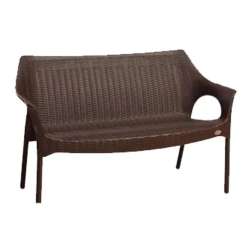 Plastic 2 Seater Loveseat Sofa Brown