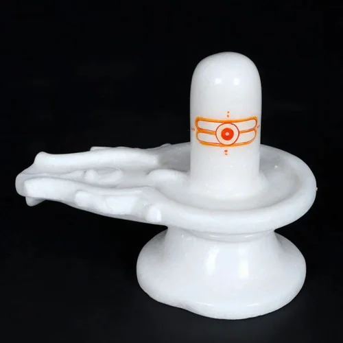 Pure White Marble Shivalinga Sculpture