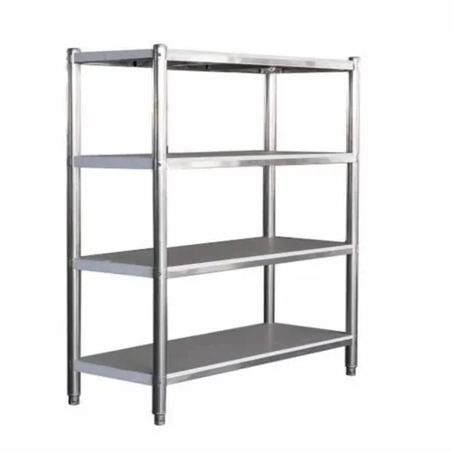 Rectangular Stainless Steel Kitchen Rack, 4 Shelves