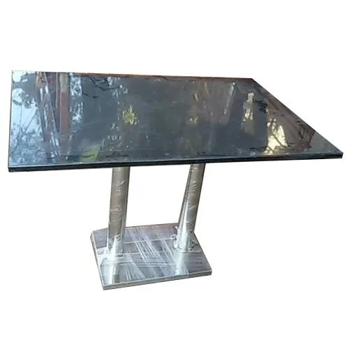 Rectangular Stainless Steel Table with Granite Top