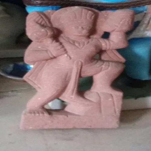 Red Hanuman Stone Statue, 3ft Handmade