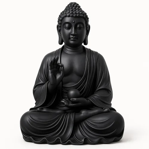 Resin Religious Black Buddha Figurine