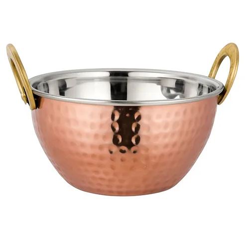 Round Copper Steel Hammered Kadhai