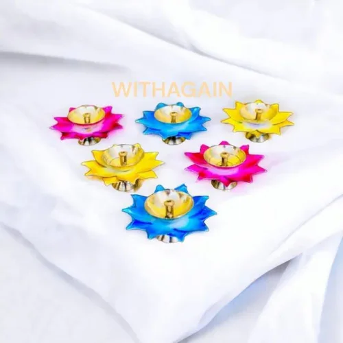 Round Pooja Brass Flower Diya