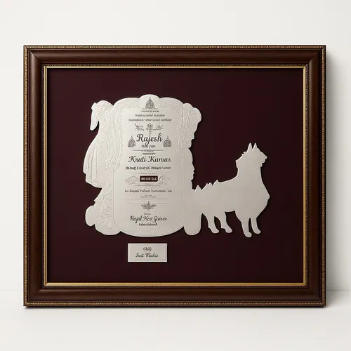 Royal Wedding Metal Card - Silver & Maroon, 17x14 Inches