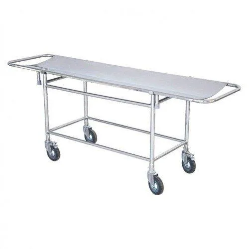 Silver Stainless Steel Patient Stretcher Cart
