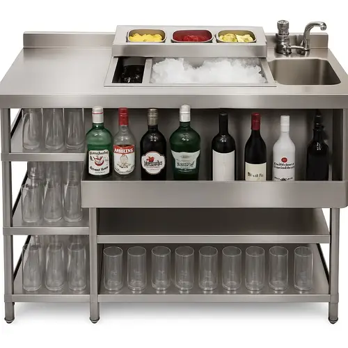 Stainless Steel Cocktail Bar Station With Sink