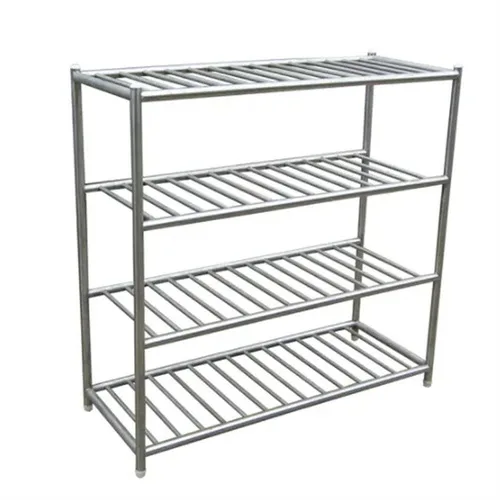 Stainless Steel Rectangular Kitchen Rack, 4 Shelves, Standard Size