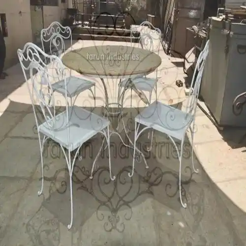 Tarun Industries White Wrought Iron Dining Set