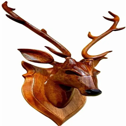 Teak Wood Deer Head Wall Hanging