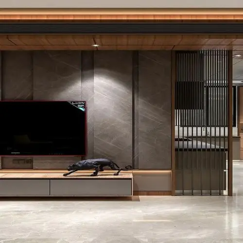 Teak Wood Laminate Finish Wall TV Unit