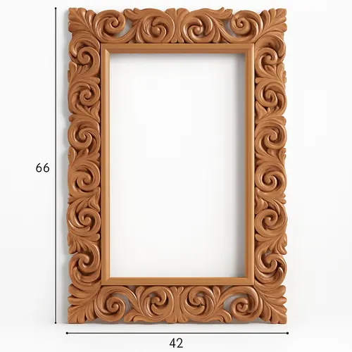 Teak Wood Modern Wooden Mirror Frame 42x66 Inches