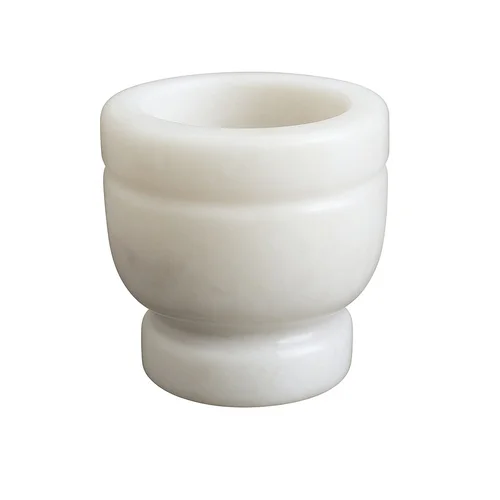 Traditional Round White Marble Mortar, 2x1.5x3 Inch