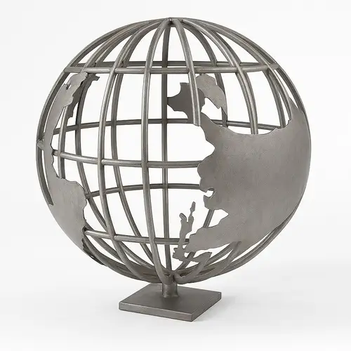 Vintage Metal World Globe Art