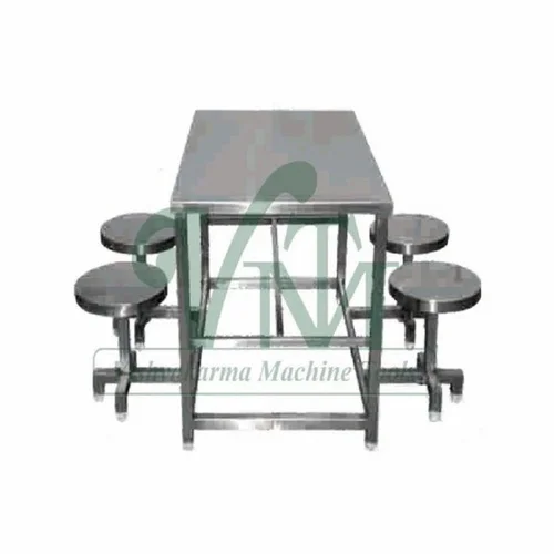 VMT Polished Stainless Steel Dining Table, Commercial