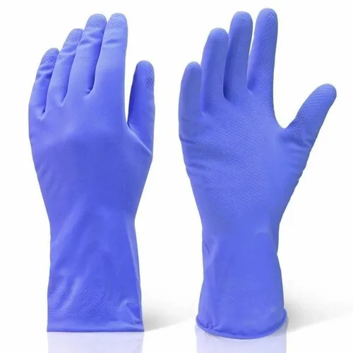 Washable Rubber Gloves, Blue